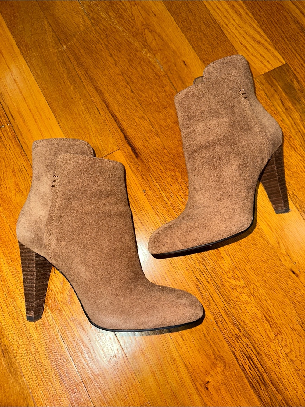 Elie Tahari Tan Suede Ankle Booties